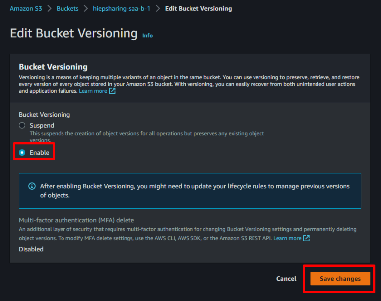 Hướng dẫn bật versioning trên AWS S3 - Hiệp Phạm Blog